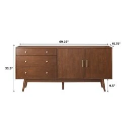 Walker Edison 70'' Mid-Century Modern Console -Walker Edison 117255WEImages Dining Kitchen BU70MCM3D Dimensions