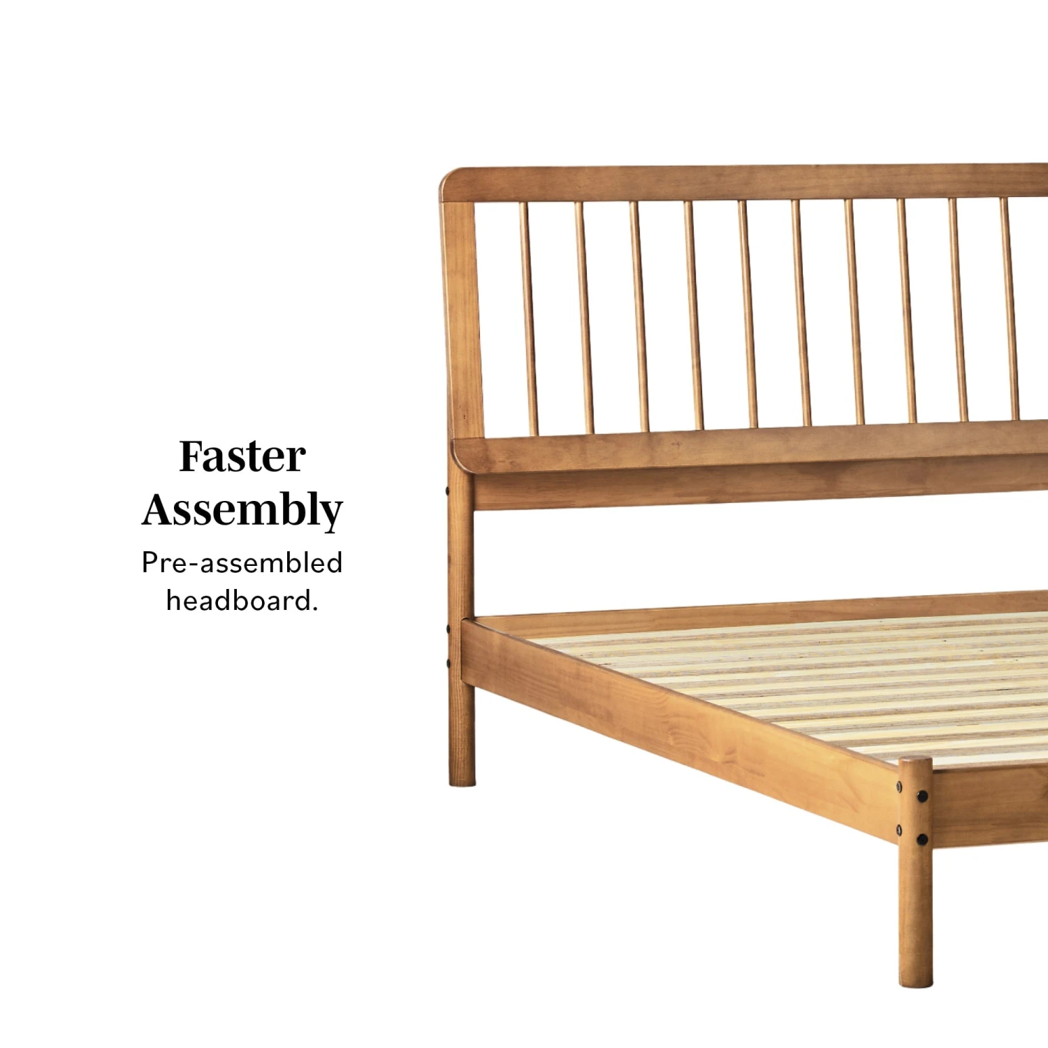 Walker Edison Cama Mid-Century Modern Slatted Solid Wood Bedframe Collection 3 Walker Edison Cama Mid-Century Modern Slatted Solid Wood Bedframe Collection - Image 3