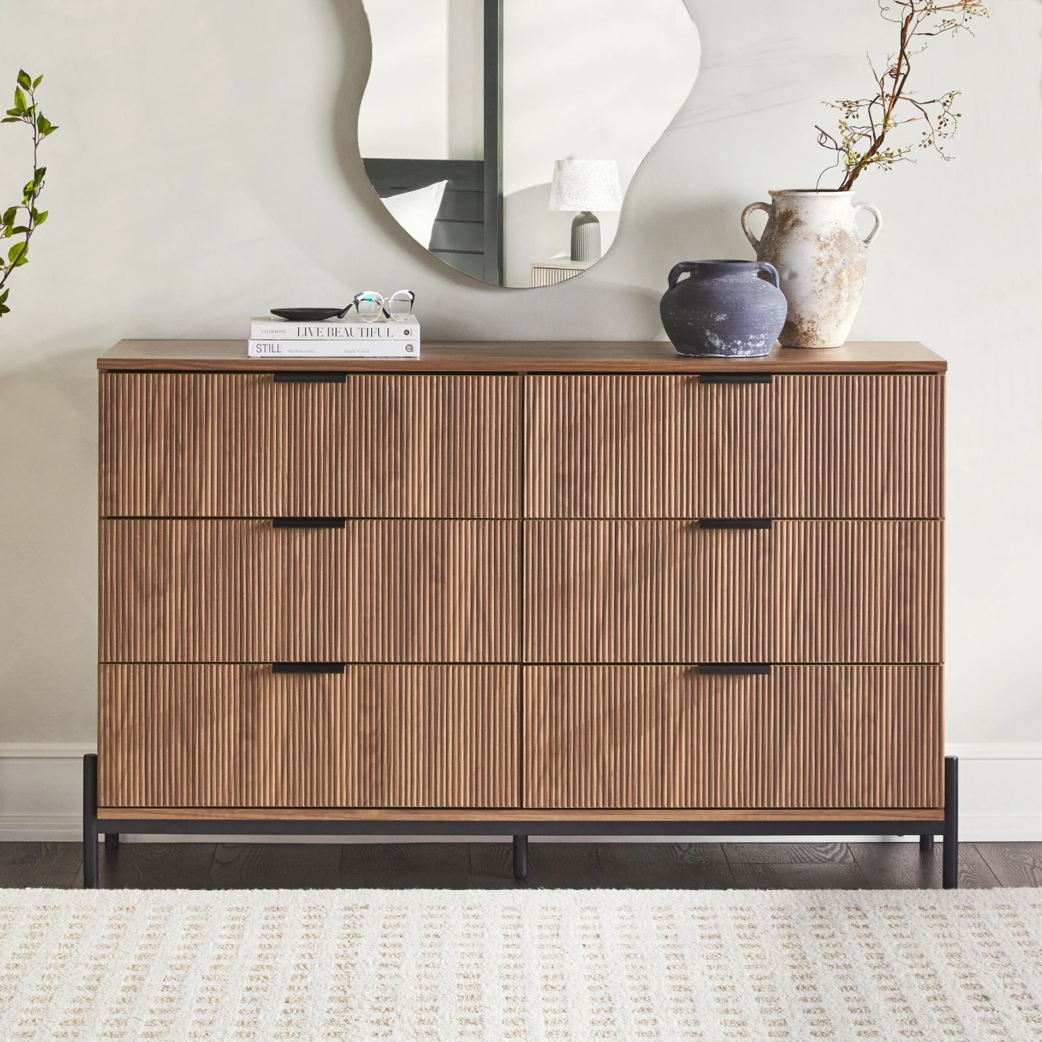 Walker Edison Paris Modern Scandinavian Reeded Dresser 6 Walker Edison Paris Modern Scandinavian Reeded Dresser - Image 6