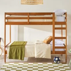 Walker Edison Simple Solid Wood Twin Over Twin Bunk Bed -Walker Edison 301799f5f222d55bd2be4467274204098d2a3f27