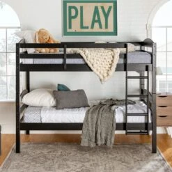 Walker Edison Carolina Transitional Solid Wood Twin-over-Twin Bunk Bed