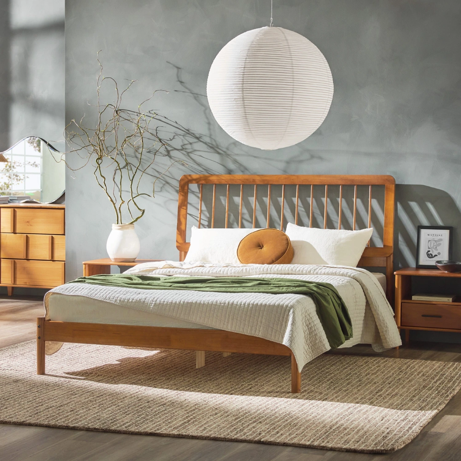 Walker Edison Cama Mid-Century Modern Slatted Solid Wood Bedframe Collection 1 Walker Edison Cama Mid-Century Modern Slatted Solid Wood Bedframe Collection