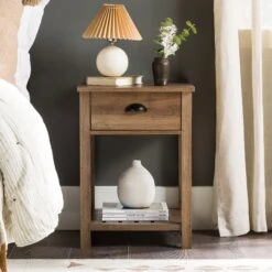 Walker Edison Country Nightstand / Side Table