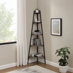 Featured Products 9 Walker Edison Arlo 72" Metal And Wood Corner Bookshelf
