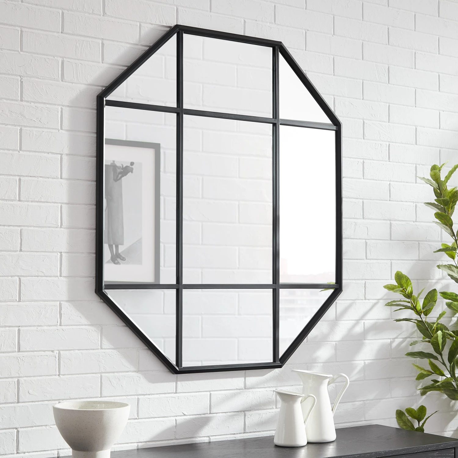 Walker Edison Metal And Glass Windowpane Mirror 4 Walker Edison Metal And Glass Windowpane Mirror - Image 4