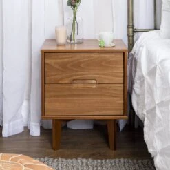 Walker Edison Sloane Mid Century Modern Solid Wood Nightstand