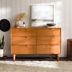 Walker Edison Sloane Mid Century Modern Solid Wood Dresser
