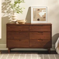 Walker Edison Sloane Mid Century Modern Solid Wood Dresser -Walker Edison BR6DSLDRWT ALL US LS 02