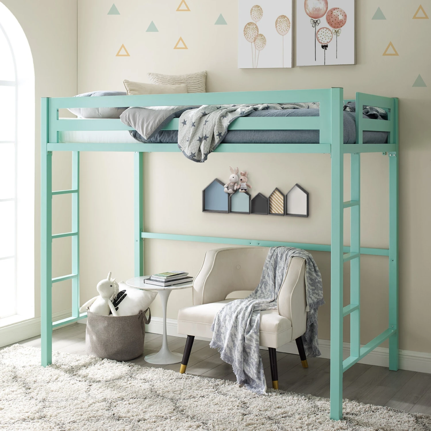Walker Edison Bentley Twin Loft Square Bunk Bed 4 Walker Edison Bentley Twin Loft Square Bunk Bed - Image 4