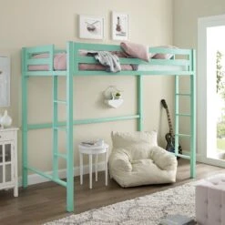 Walker Edison Bentley Twin Loft Square Bunk Bed 11 Walker Edison Bentley Twin Loft Square Bunk Bed -Walker Edison BTSQTOLMT RS 3