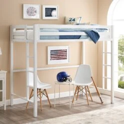 Walker Edison Bentley Twin Loft Square Bunk Bed 8 Walker Edison Bentley Twin Loft Square Bunk Bed -Walker Edison BTSQTOLWH RS 11