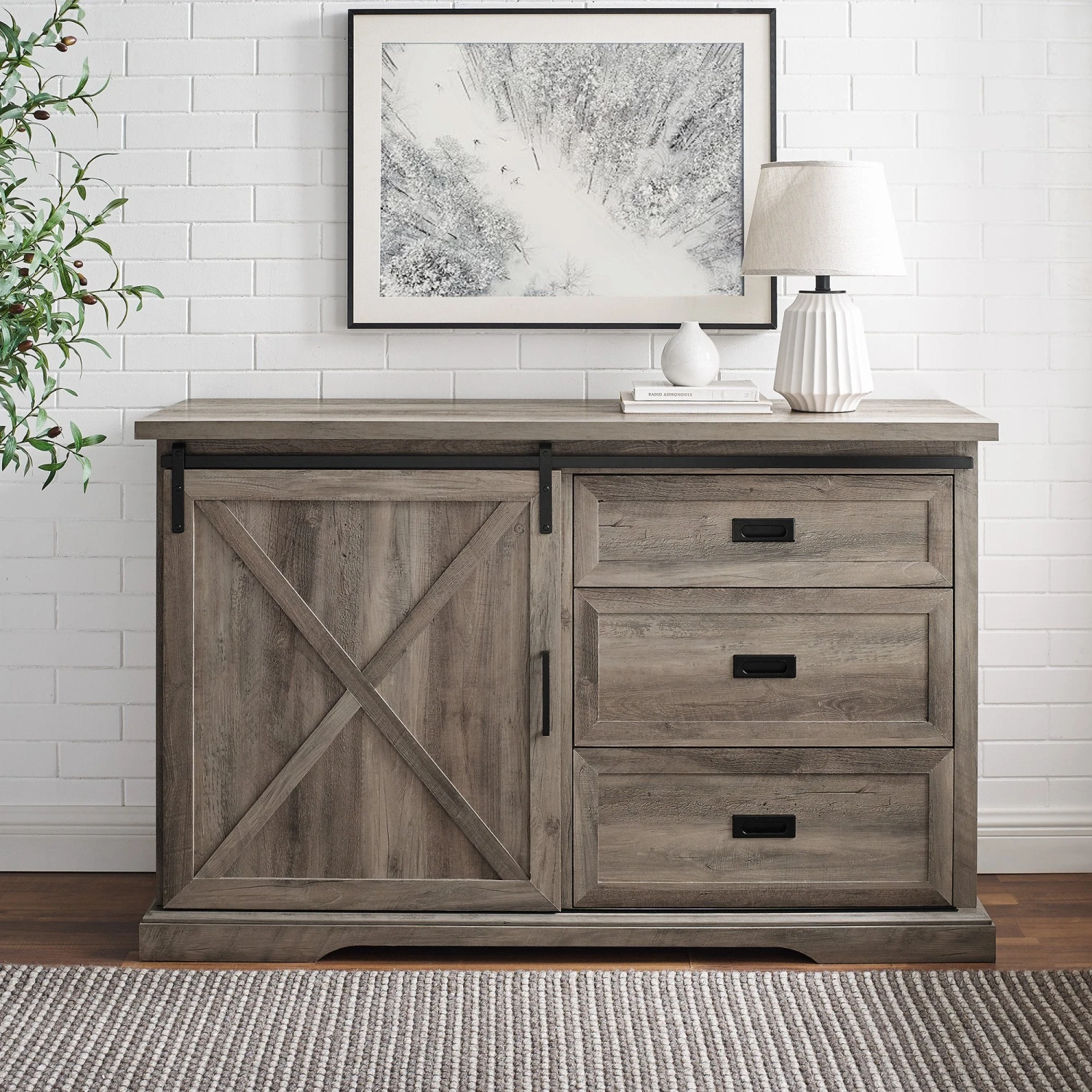 Walker Edison Sliding X Barn Door Sideboard 1 Walker Edison Sliding X Barn Door Sideboard