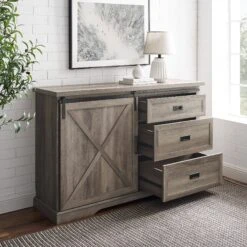 Walker Edison Sliding X Barn Door Sideboard 10 Walker Edison Sliding X Barn Door Sideboard -Walker Edison BU56SBD3DRGW RS 3AZDB