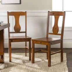 Walker Edison Rustic Wood Dining Chairs, Set Of 2