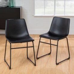 Walker Edison 18" Faux Leather Dining Chair 2 Pack -Walker Edison CHL18BL US Amazon LS 01