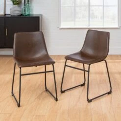 Walker Edison 18" Faux Leather Dining Chair 2 Pack -Walker Edison CHL18BR US Amazon LS 02