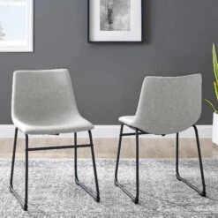 Walker Edison 18" Faux Leather Dining Chair 2 Pack -Walker Edison CHL18GY RS04 Amazon LS 02