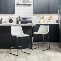 Walker Edison Faux Leather Counter Stools