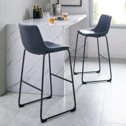 Walker Edison Faux Leather Barstools -Walker Edison CHL30BU RS 4amazon