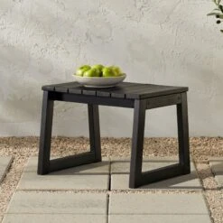 Walker Edison Cologne Modern Solid Wood Slat-Top Outdoor Square Side Table -Walker Edison COODSTBL ALL US LS 02
