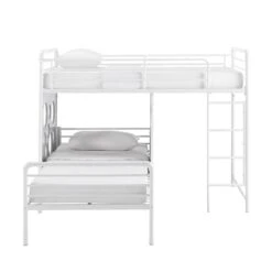 Walker Edison 60" L-Shape Bunk Bed With Cut Out Panels -Walker Edison DEVK3HCGP SILO ALL FB 02