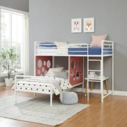 Walker Edison 60" L-Shape Bunk Bed With Cut Out Panels -Walker Edison DEVK3HTCP RS09 EW LS 01