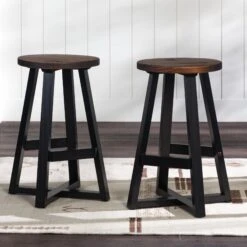 Walker Edison 24" Distressed Wood Counter Stool