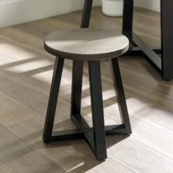 Walker Edison 18" Distressed Wood Kitchen Stool - Set Of 2