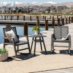 Walker Edison 3-Piece Outdoor Rocking Chair Chat Set