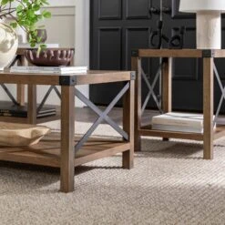 Walker Edison 3-Piece Barndoor Accent Table Set -Walker Edison GRO40MXCTRO Amazon US DTL 01