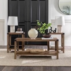 Walker Edison 3-Piece Barndoor Accent Table Set -Walker Edison GRO40MXCTRO Amazon US LS 02