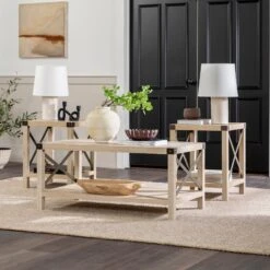 Walker Edison 3-Piece Barndoor Accent Table Set -Walker Edison GRO40MXCTWO Amazon US LS 01