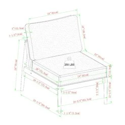 Walker Edison Circa Modern 6-Piece Spindle Solid Wood Outdoor Sectional And Coffee Table -Walker Edison L CIOAS