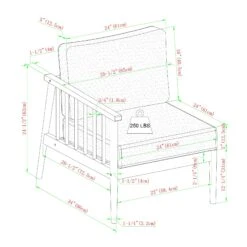Walker Edison Circa Modern 6-Piece Spindle Solid Wood Outdoor Sectional And Coffee Table -Walker Edison L CIOLAS