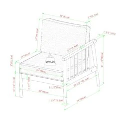 Walker Edison Circa Modern 6-Piece Spindle Solid Wood Outdoor Sectional And Coffee Table -Walker Edison L CIORAS