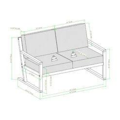 Walker Edison Modern Solid Wood Slatted Outdoor Loveseat -Walker Edison L PREO3M