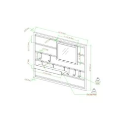 Walker Edison 43" Slatted Wall Organizer With Mirror -Walker Edison L SLAA2A