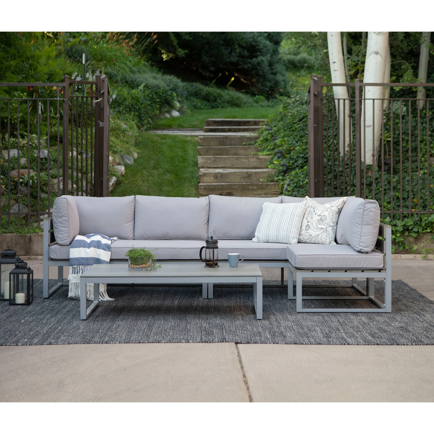 Walker Edison 4-Piece Jane Outdoor Patio Conversation Set With Cushions 6 Walker Edison 4-Piece Jane Outdoor Patio Conversation Set With Cushions - Image 6