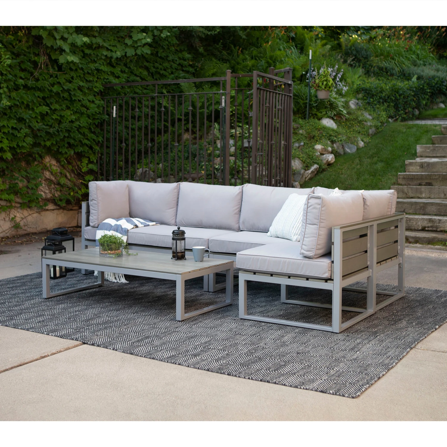 Walker Edison 4-Piece Jane Outdoor Patio Conversation Set With Cushions 7 Walker Edison 4-Piece Jane Outdoor Patio Conversation Set With Cushions - Image 7