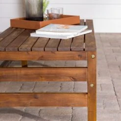Walker Edison 42" Acacia Patio Coffee Table -Walker Edison OW42SANCTDB US EW DTL 02