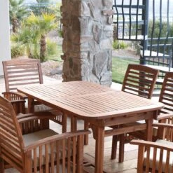 Walker Edison Midland 7-Piece Acacia Patio Dining Set W/ Cushions - Brown 8 Walker Edison Midland 7-Piece Acacia Patio Dining Set W/ Cushions - Brown -Walker Edison OW7SBR 2