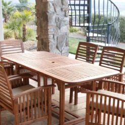 Walker Edison Midland 7-Piece Acacia Patio Dining Set W/ Cushions - Brown 9 Walker Edison Midland 7-Piece Acacia Patio Dining Set W/ Cushions - Brown -Walker Edison OW7SBR 3