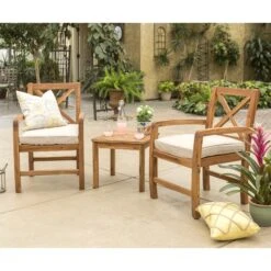 Walker Edison 3-Piece Crosswinds Outdoor Chat Set