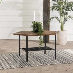 Walker Edison Pearson Modern Outdoor Hexagon Coffee Table