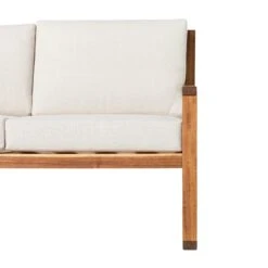 Walker Edison Modern Solid Wood Slatted Outdoor Loveseat -Walker Edison PREO3MNLB ALL SILO DTL 01