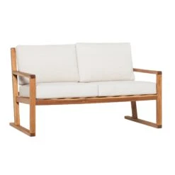 Walker Edison Modern Solid Wood Slatted Outdoor Loveseat -Walker Edison PREO3MNLB ALL SILO FB 01