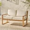 Walker Edison Modern Solid Wood Slatted Outdoor Loveseat