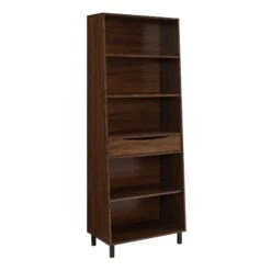 Walker Edison Modern 5-Shelf Bookshelf With Drawer -Walker Edison RYDH8GDW SILO ALL FB 01