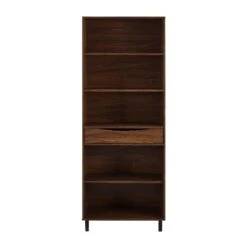 Walker Edison Modern 5-Shelf Bookshelf With Drawer -Walker Edison RYDH8GDW SILO ALL FB 02