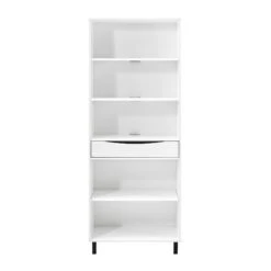 Walker Edison Modern 5-Shelf Bookshelf With Drawer -Walker Edison RYDH8GSW SILO ALL FB 02